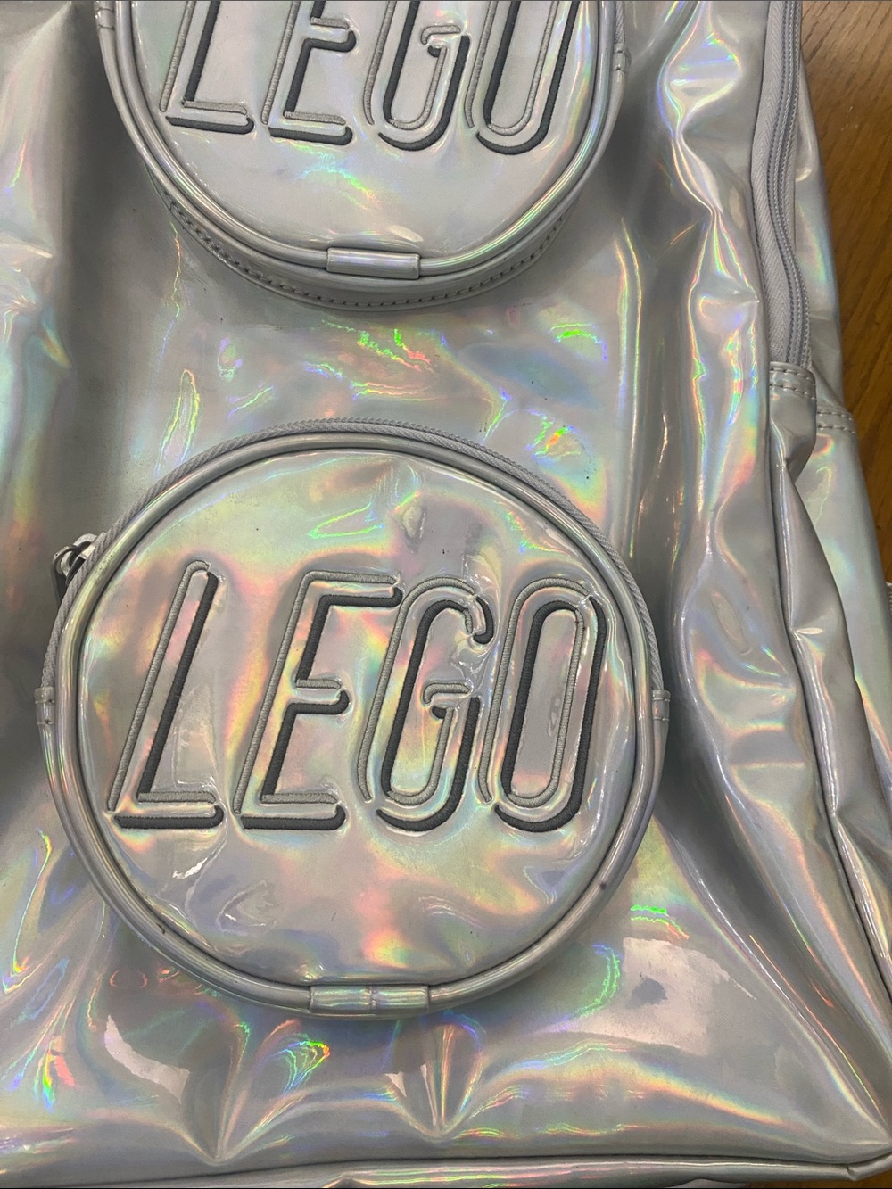 Lego Holographic Silver Backpack with Round Logo Pockets NWT - Picture 12 of 12